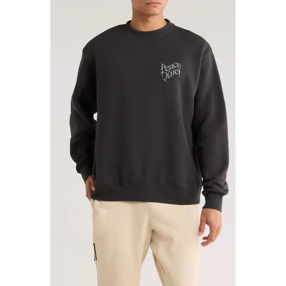 NEW MUSEUM OF PEACE & QUIET warped logo cotton crewneck sweatshirt in black